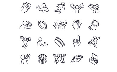 American Football line icons vector design 