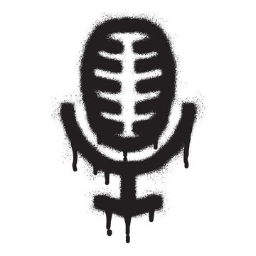  Microphone graffiti with black spray paint