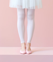 Female legs in ballet shoes. 