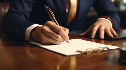 Businessman is signing contract paper