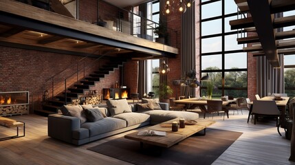 a living room filled with furniture and a fire place