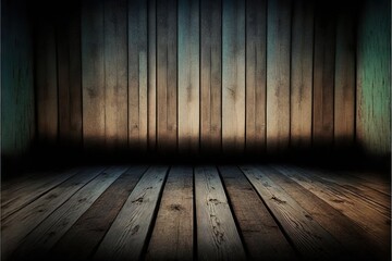 a dark wood floor with a wooden wall in the back ground and a spot light in the middle of the floor to the right of the floor and a wooden floor to the right of the floor.