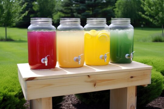 summertime lemonade stand, with variety of flavors to choose from, created with generative ai