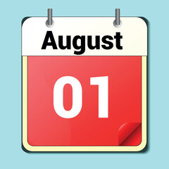 calendar vector drawing, date August 1 on the page