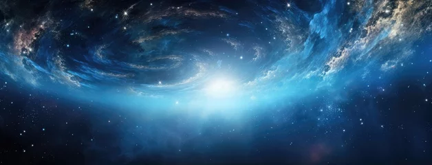Foto op Canvas A view from space to a spiral galaxy and stars. Universe filled with stars, nebula and galaxy,. Elements of this image furnished by NASA © medienvirus