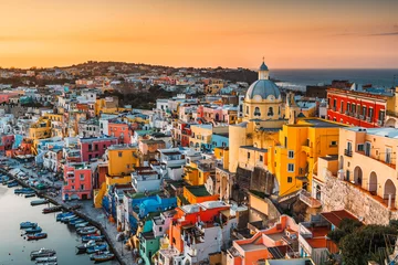 Fotobehang Procida, Italy old town skyline in the Mediterranean Sea © SeanPavonePhoto