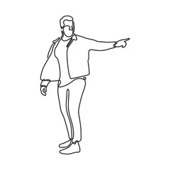 continous lineart man with pose minimalist vector
