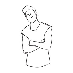 continous lineart man with pose minimalist vector