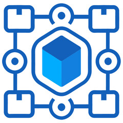 Blockchain network blue icon on a white background. Vector illustration