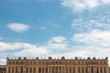 Paris, France - May 20, 2023: exterior, architecture and park outdoors of the Palace Versailles...