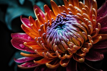 close-up of a colorful flower, with its intricate petals and textures visible, created with generative ai