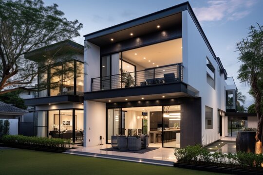 contemporary home featuring sleek lines and minimalist design, created with generative ai