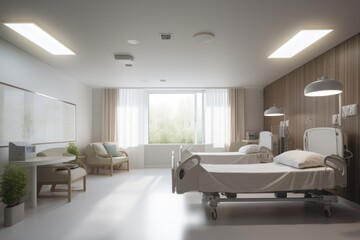 Fototapeta na wymiar smart lighting solution for a hospital, with individual lights that can be turned on or off from a central location, created with generative ai