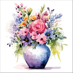Clipart of flowers in vase for art design decoratve element.