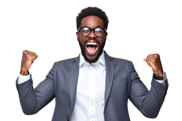 Happy person in front of a white background ai generated