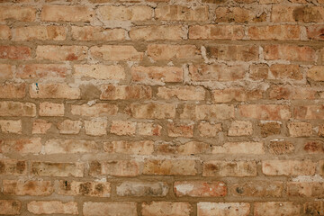 Old brick wall that has cracked and been patched, background image