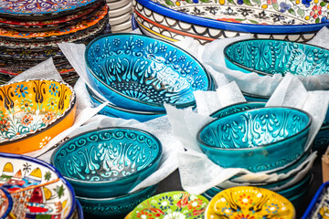porcelain bowls, market in acre, akko, israel, middle east, vintage, haggle, bargain