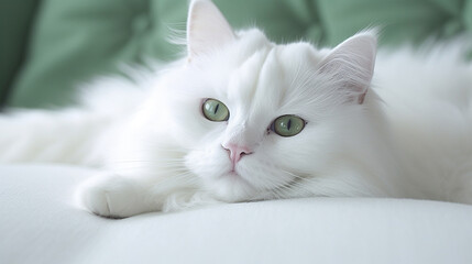 cat on a bed HD 8K wallpaper Stock Photographic Image