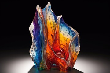 abstract glass sculpture with vivid colors, created with generative ai