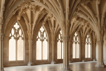 Obraz premium elegant gothic arches supporting the structure, created with generative ai