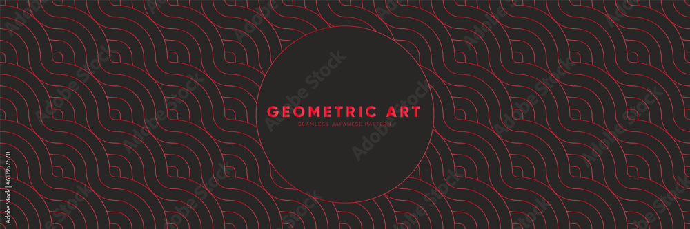 Wall mural dark dynamic geometric seamless pattern. japanese tradition style with modern brutalism in fabric te