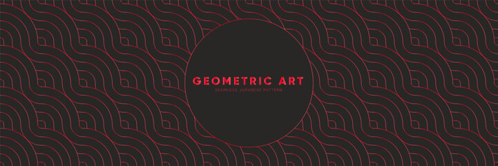 Dark Dynamic Geometric Seamless Pattern. Japanese  Tradition Style with Modern Brutalism in Fabric Textile Design Background. Technology Backdrop Vector.