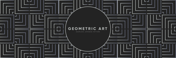 Asian Bold Geometric Seamless Pattern with a Touch of Brutalism - Silver, Black, and Metal Shades in a Japanese, Chinese, Indian, Korean Inspired Design Background.