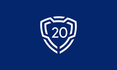 Number Shield Logo Blue Tech Modern IT