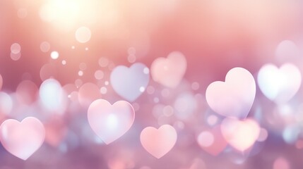 Sweet, hearts with pink background . bokeh ligth and diamond dust. Valentine concept background	GenerativeAI