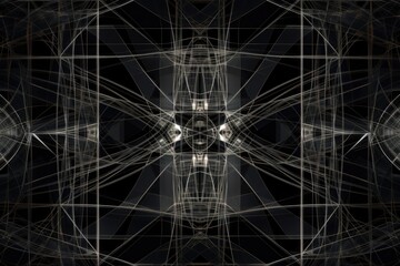 abstract grid of lines and shapes, each component possessing its own unique symmetry, created with generative ai