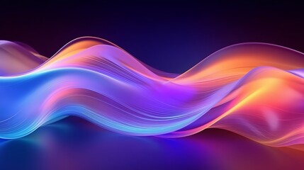abstract fluid iridescent holographic curved wave in motion colorful, gradient design background, Generative AI - obrazy, fototapety, plakaty