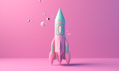 finance launch business spaceship bitcoin technology start rocket startup space. Generative AI. - obrazy, fototapety, plakaty