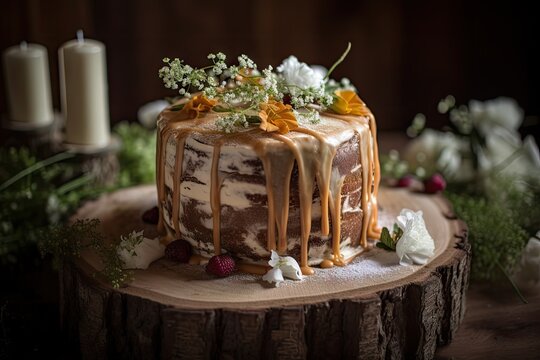 rustic wedding cake with sweet and savory flavors, created with generative ai