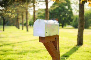 mailbox stands tall against a backdrop of greenery, symbolizing communication, connection, and the exchange of thoughts and emotions
