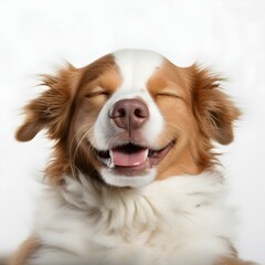 Unleash the happiness and dreams and fantasies of the cheerful dog. Dog s Poetry of Happiness. AI generated