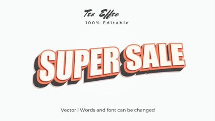 Super Sale text effect, bold 3d typography vector