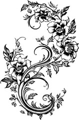 Floral Vintage Line art Decorative element for art design, decoration,banner,graphic,card, label, divider ect. AI Image Generative 