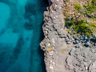 Aerial landscapes of Blue Lagoon on Nusa Ceningan, Indonesia