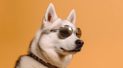 Generative AI, Cool Canine Vibes: Siberian Husky Sporting Sunglasses