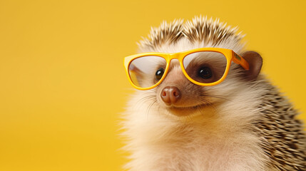 Generative AI, Cool Hedgehog: Stylish Shades on Pastel Paradise