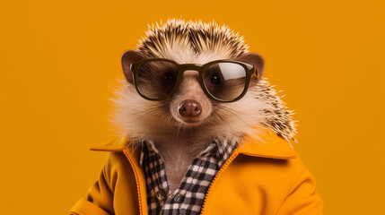 Generative AI, Cool Hedgehog: Stylish Shades on Pastel Paradise