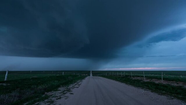 Rotating Thunderstorm Supercell Timelapse over Oklahoma landscape