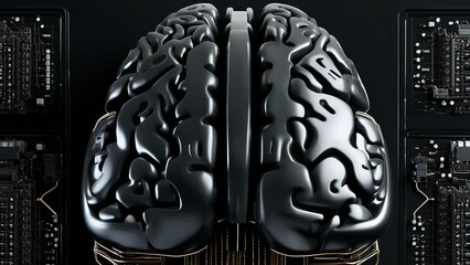 illustration of human brain and AI technology. 3D rendering
