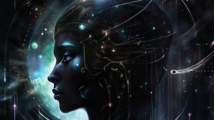 Obraz premium illustration of human brain and AI technology