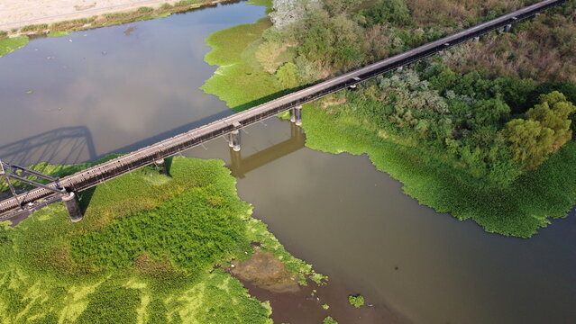 photography with drone in the river of the city of culiacan sinaloa mexico