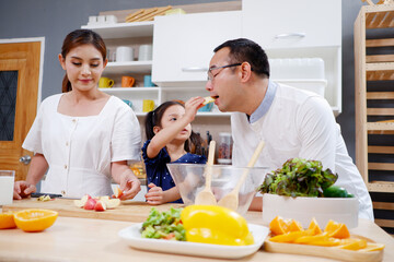 family cooking activities in the kitchen family concept.