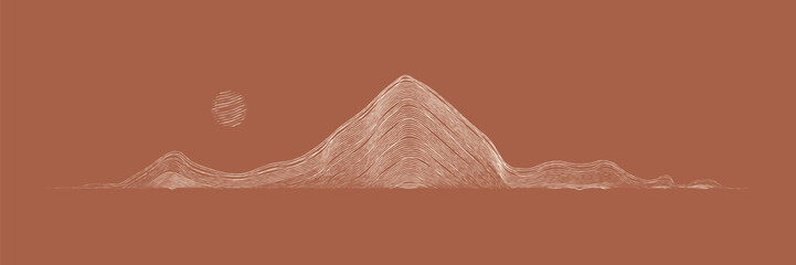 abstract minimal style line art mountain, hill, wave form.