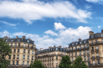Parisian apartment complex - obrazy, fototapety, plakaty