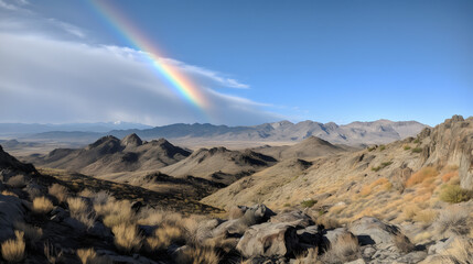 Fototapeta na wymiar landscape sky nature desert rainbow