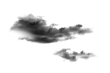 Black smoke cloud isolated on white background
